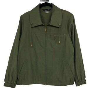 Alia Moss Green Full Zip Up Shirt or Lightweight Jacket size 10